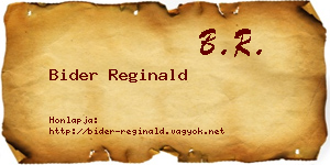 Bider Reginald névjegykártya
